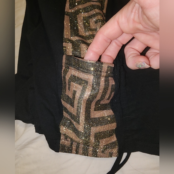 Noralina Freedom Rave Festival Hooded Romper Small Gold Glitter and Black - Picture 7 of 14